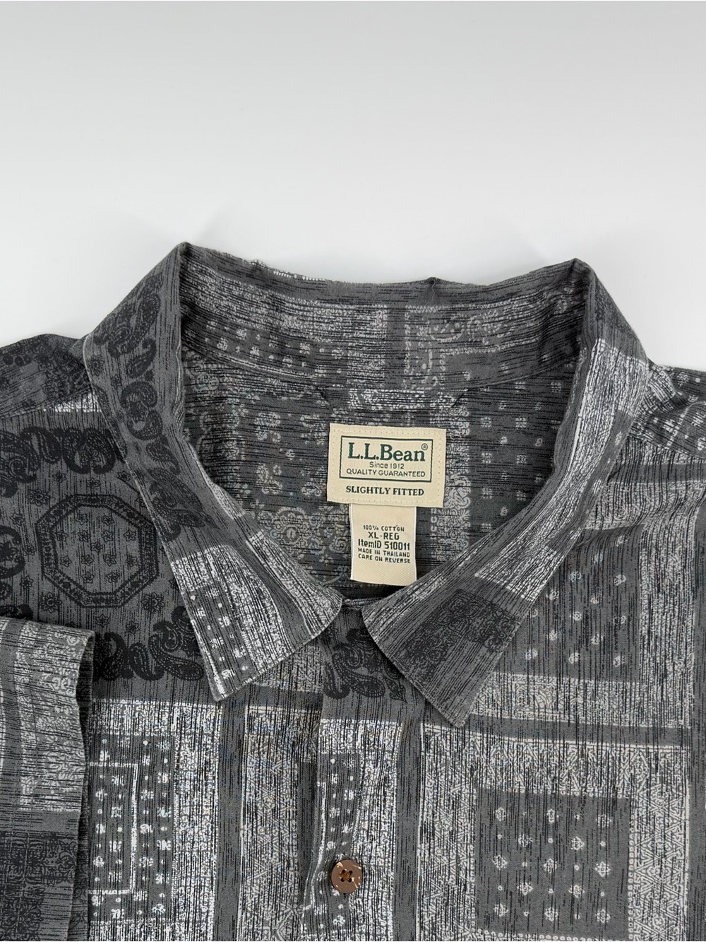 L.L.Bean Gray Patterned Button-Front Shirt Men’s XL-reg